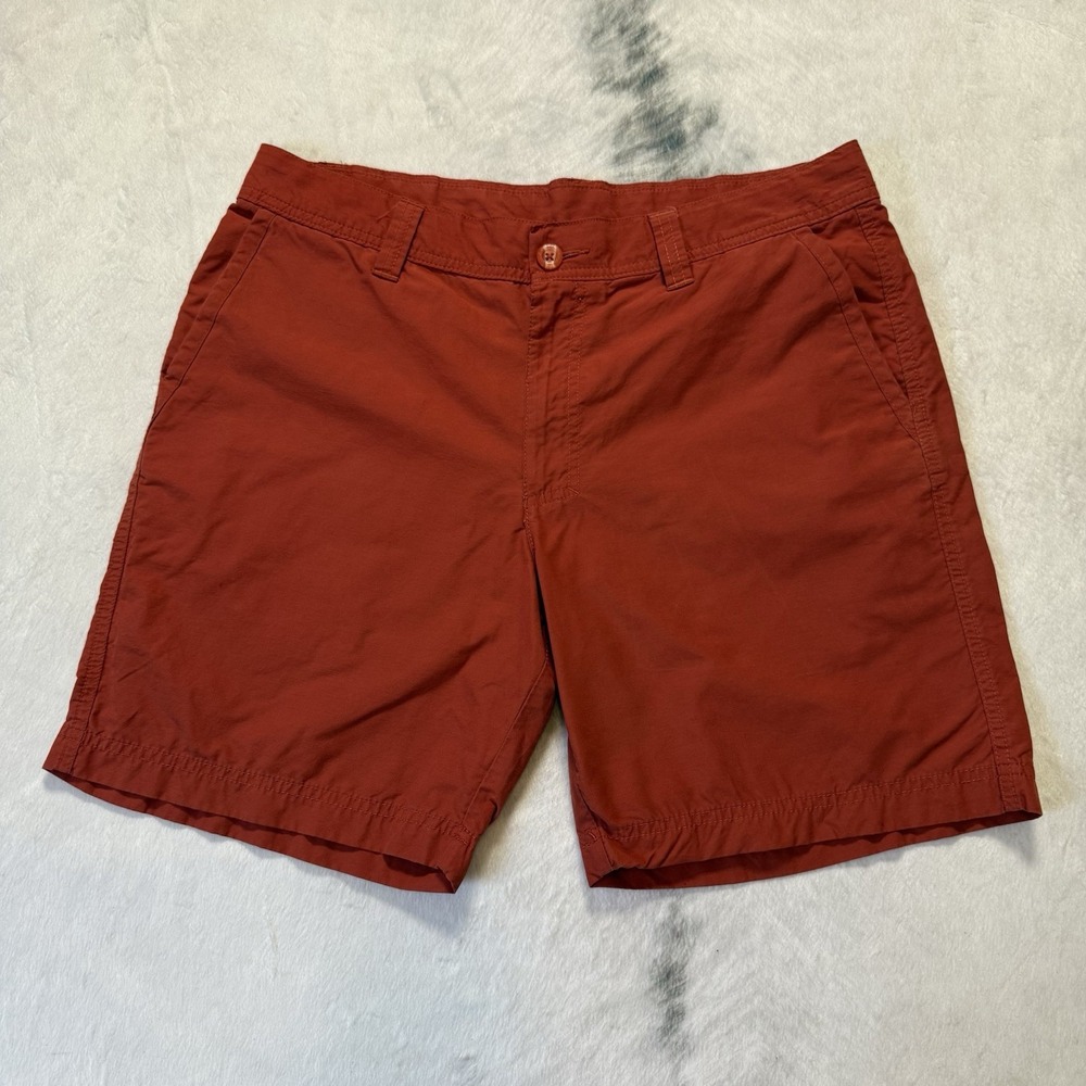 Columbia Shorts Mens Size 30W 8L Dark Orange Flat‎ Front Chino Bermuda